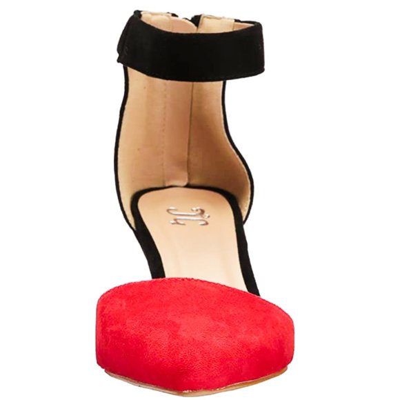 Kick Ass Red & Black Microsuede Ankle Strap Wedges NWT SZ 6.5 - Picture 7 of 16